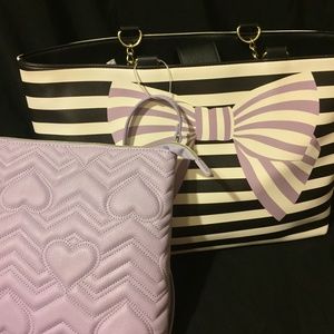 Betsey Johnson Striped Tote & Quilted Cross Body